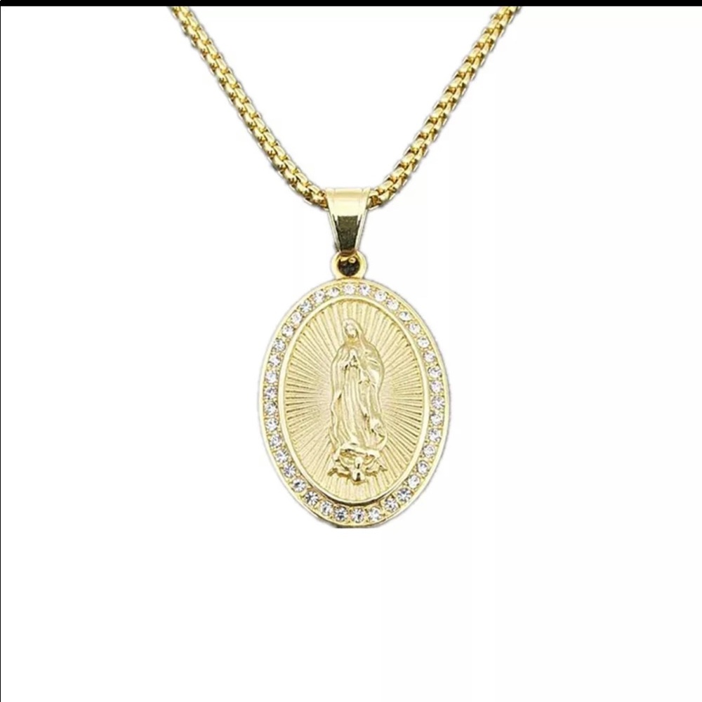 18K Gold plated virgin mary necklace